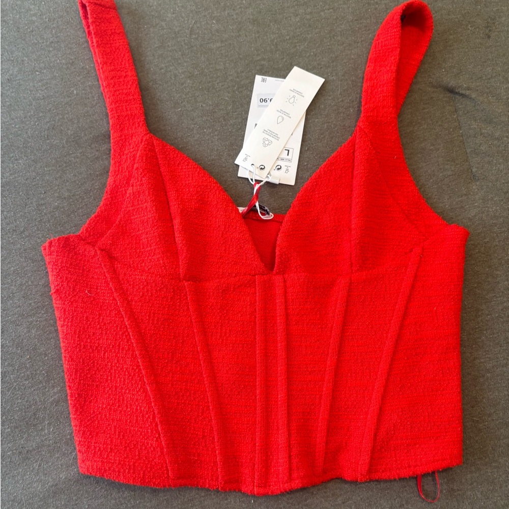 NWT Zara Red Textured Tank Top